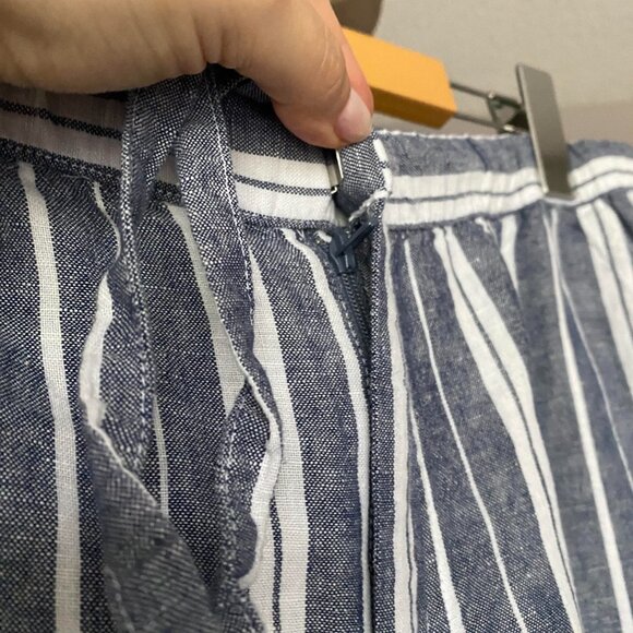 LIZ CLAIBORNE Blue and White Linen Cotton Blend Striped Wide Leg Pants Sz M - Picture 7 of 9